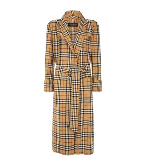 Reissued Vintage Check Dressing Gown Coat In Yellow/orange